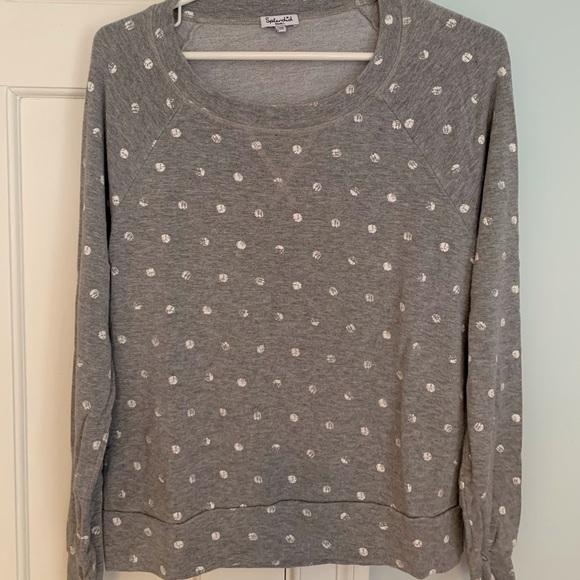 EUC woman’s Splendid sweatshirt with intentionally distressed polka dots. Small. - Picture 1 of 5